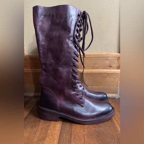 Vintage foundry co leather knee high combat boots size 10 - Picture 1 of 4